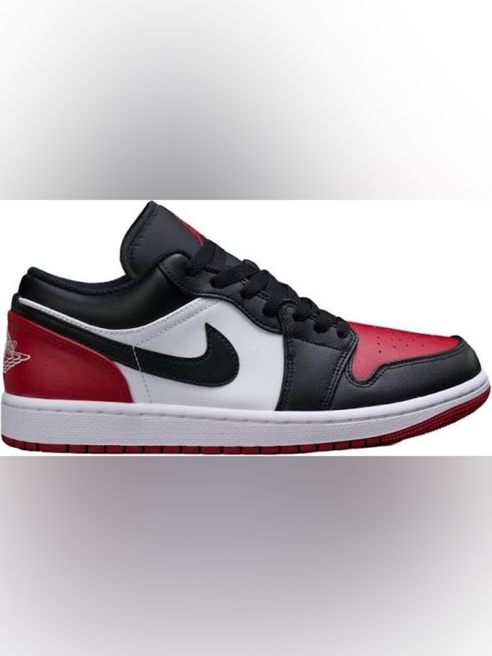 Jordan 1 low black varsity red Men's Black and Red Low-Top Sneakers